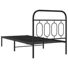 Metal Bed Frame without Mattress with Headboard Black 90 cm 190 cm