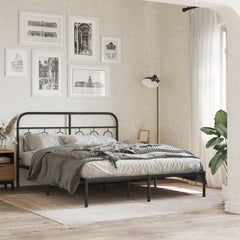 Metal Bed Frame without Mattress with Headboard Black 140 cm 200 cm