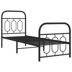 Metal Bed Frame without Mattress with Footboard with Headboard & Footboard Black 75 cm 190 cm