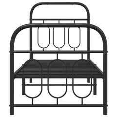 Metal Bed Frame without Mattress with Footboard with Headboard & Footboard Black 75 cm 190 cm