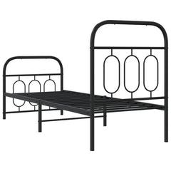 Metal Bed Frame without Mattress with Footboard with Headboard & Footboard Black 75 cm 190 cm