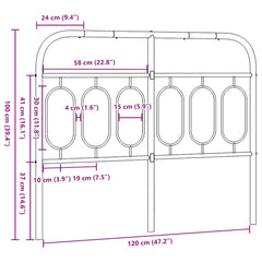 vidaXL Metal Replace Headboard Black 120 cm 6