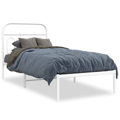 vidaXL Metal Bed Frame without Mattress with Headboard White 90x190cm 2