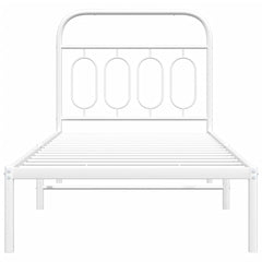 vidaXL Metal Bed Frame without Mattress with Headboard White 90x190cm 4