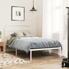 vidaXL Metal Bed Frame without Mattress with Headboard White 107x203cm 1