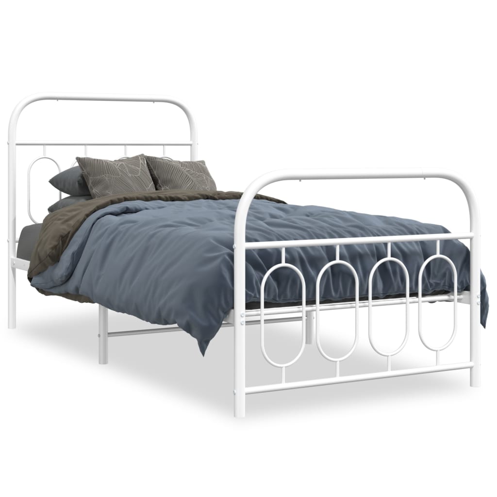 vidaXL Metal Bed Frame without Mattress with Footboard White 80x200cm 2
