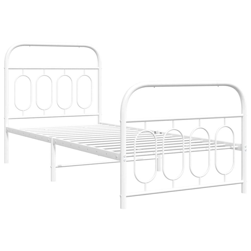 vidaXL Metal Bed Frame without Mattress with Footboard White 80x200cm 3