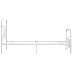 vidaXL Metal Bed Frame without Mattress with Footboard White 80x200cm 5