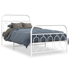 vidaXL Metal Bed Frame without Mattress with Footboard White 100x190cm 2