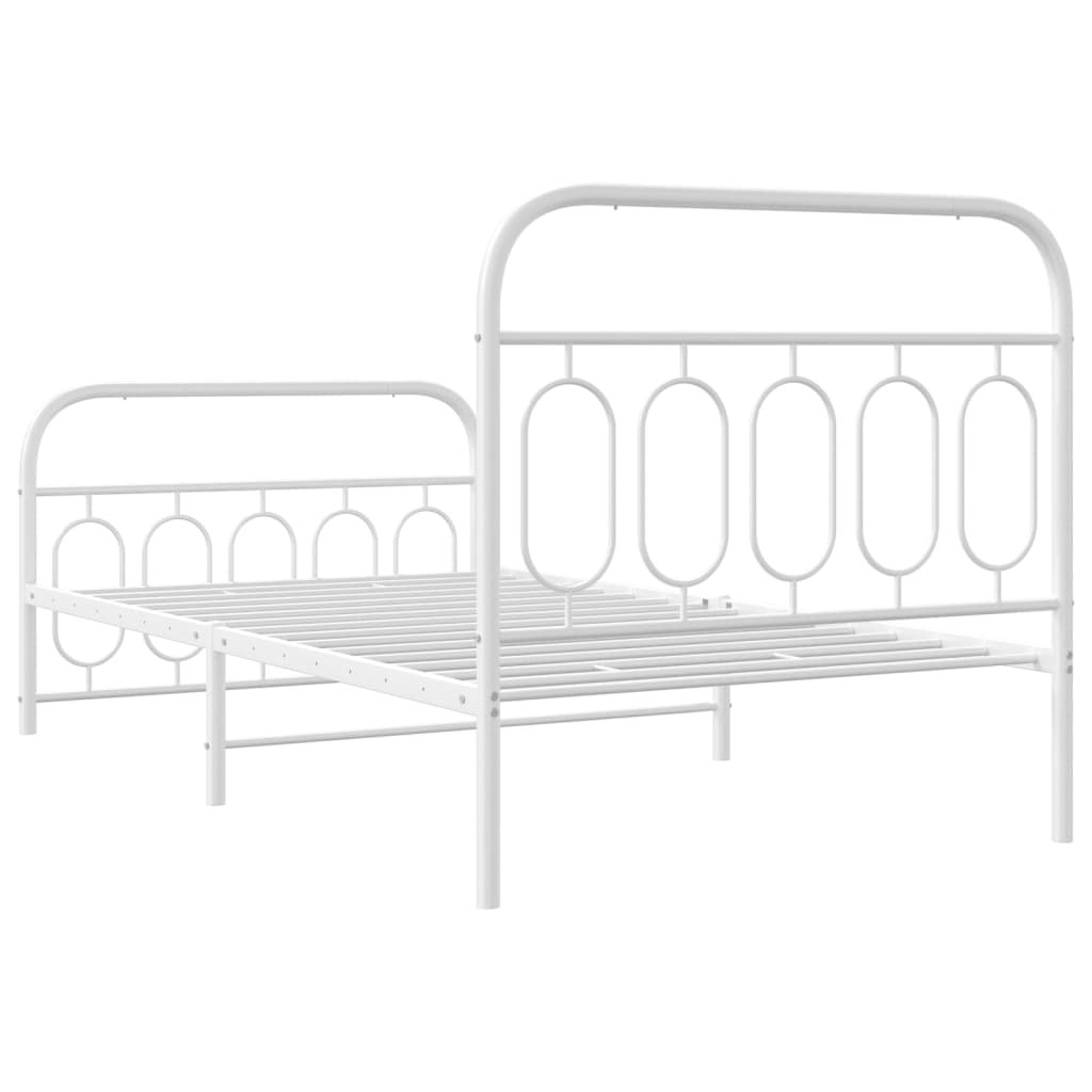vidaXL Metal Bed Frame without Mattress with Footboard White 100x190cm 6