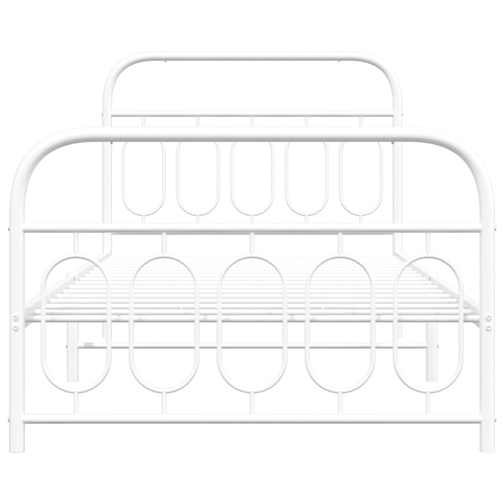 vidaXL Metal Bed Frame without Mattress with Footboard White 100x200cm 4
