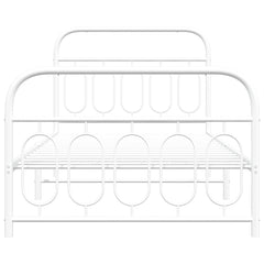 vidaXL Metal Bed Frame without Mattress with Footboard White 100x200cm 4