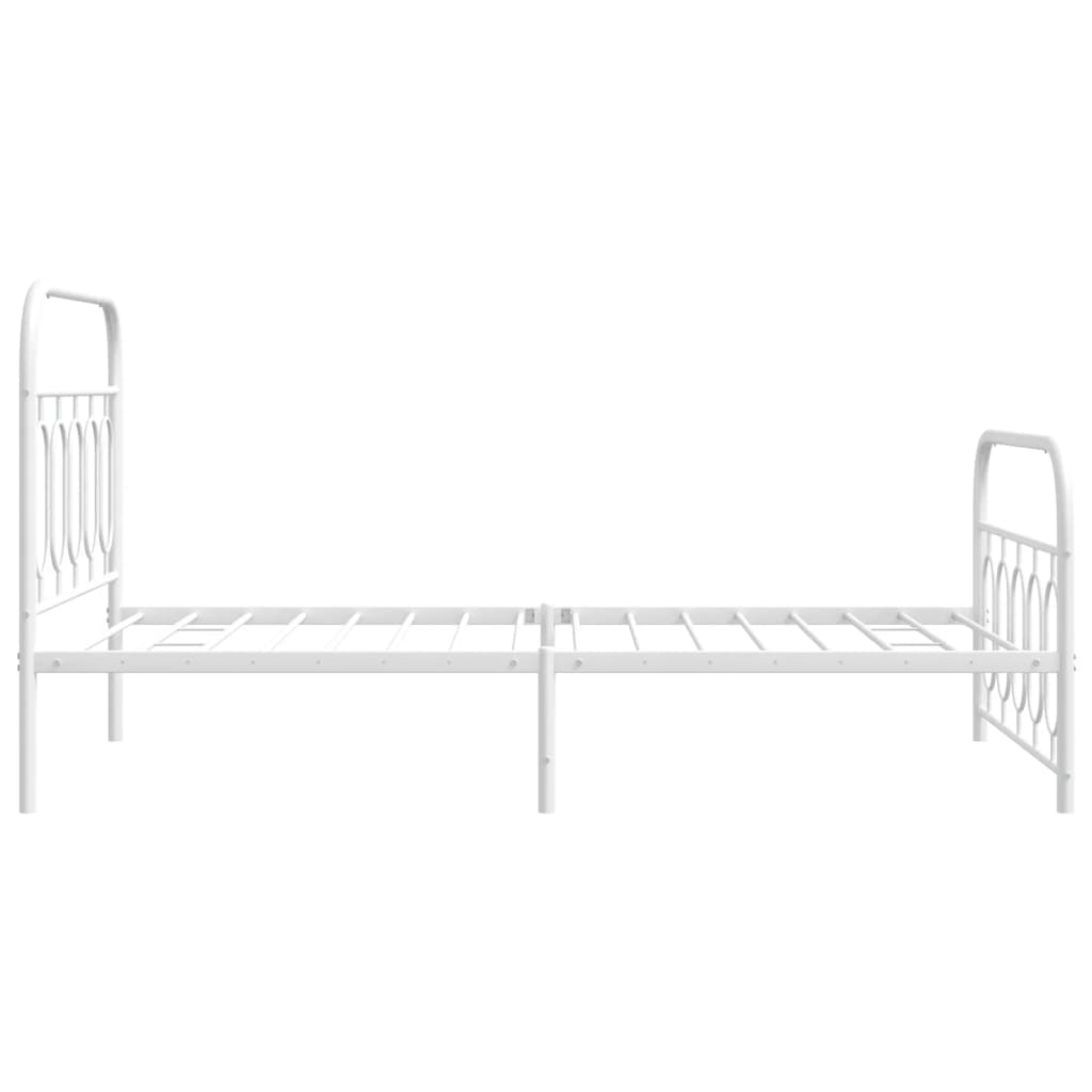 vidaXL Metal Bed Frame without Mattress with Footboard White 100x200cm 5