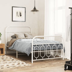 vidaXL Metal Bed Frame without Mattress with Footboard White 100x200cm 1