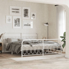 vidaXL Metal Bed Frame without Mattress with Footboard With headboard & footboard White