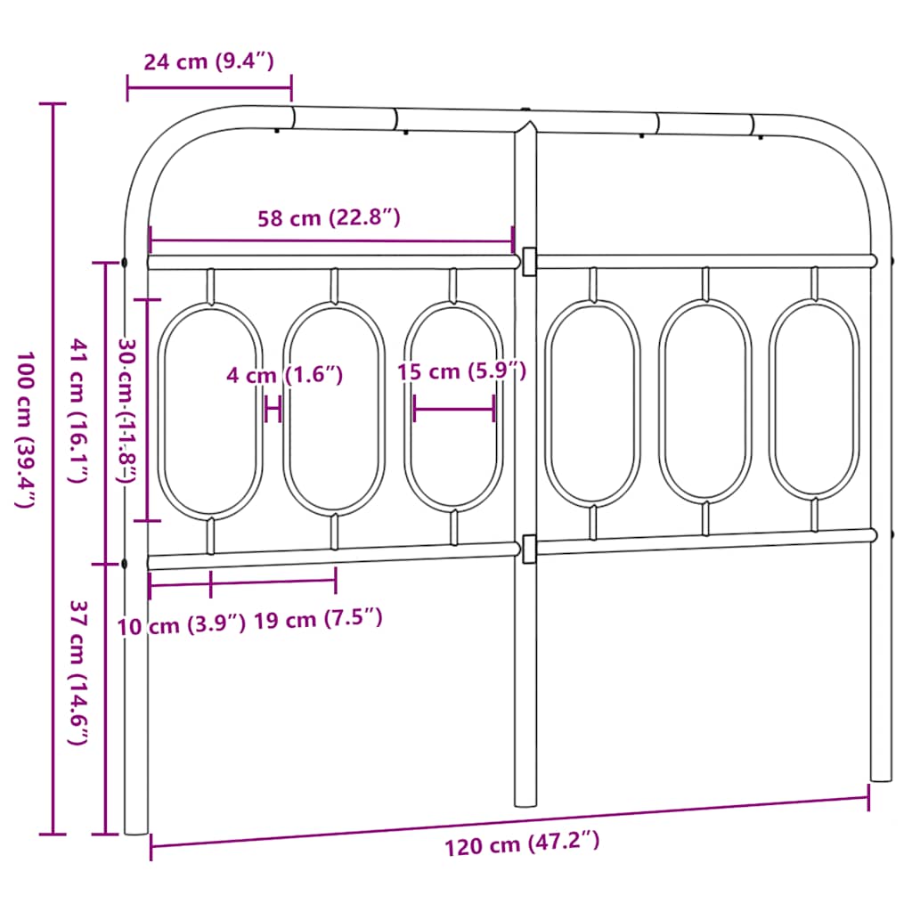 vidaXL Metal Replace Headboard White 120 cm 6