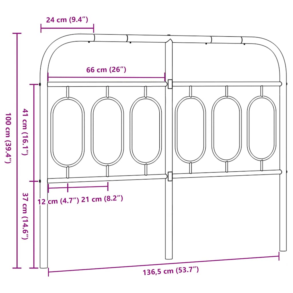 vidaXL Metal Replace Headboard White 137 cm 6