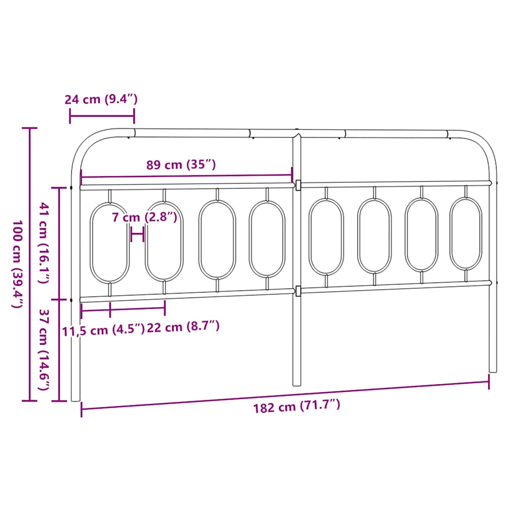 vidaXL Metal Replace Headboard White 183 cm 6