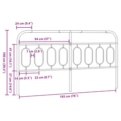 vidaXL Metal Replace Headboard White 193 cm 6