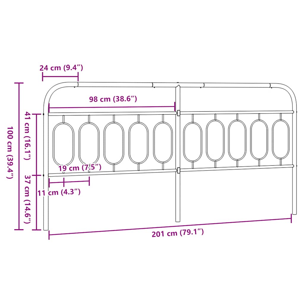 vidaXL Metal Replace Headboard White 200 cm 6