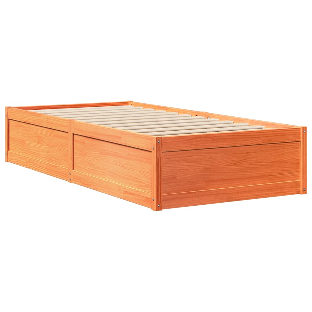 vidaXL Bed Frame without Mattress Wax Brown 75x190 cm Small Single Solid Wood Pine 6