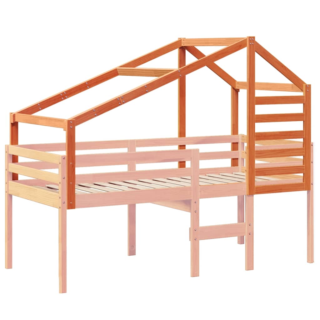 vidaXL Kids' Bed Roof Wax Brown 188x97x113 cm Solid Wood Pine 3