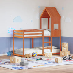 Kids' Bed Roof Solid Wood Pine Width 55 cm Wax brown 139.5 cm 99 cm