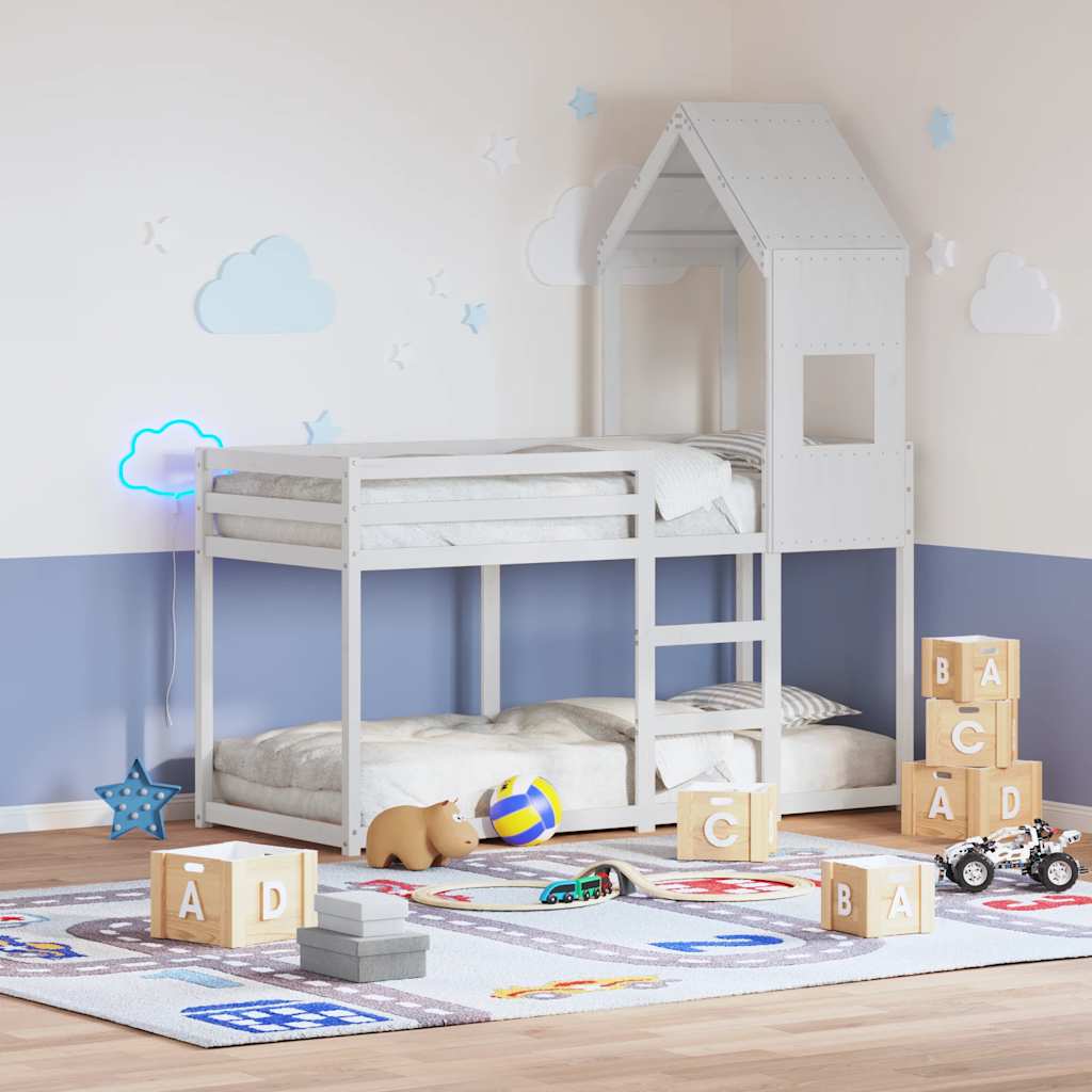 Kids' Bed Roof Solid Wood Pine Width 55 cm White 132 cm 84 cm