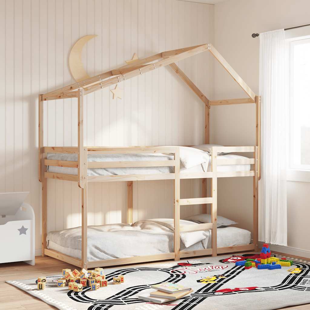 Kids' Bed Roof 213x95.5x144.5 cm Solid Wood Pine Natural 85.5 cm