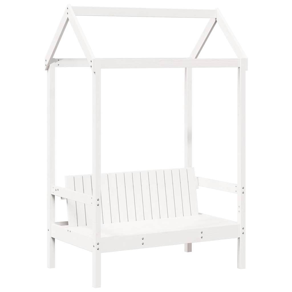 Bench with Roof 117,5x70x176,5 cm Solid Wood Pine White