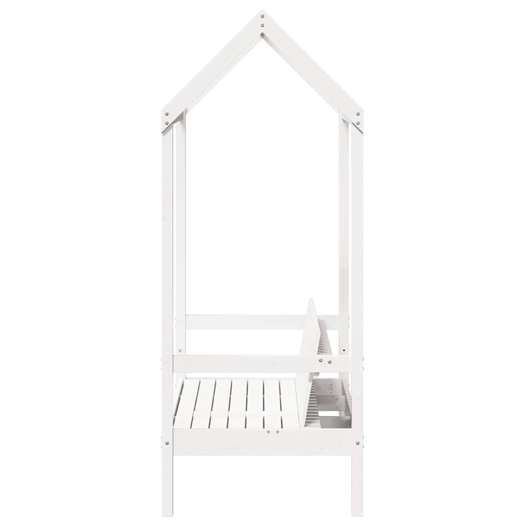 Bench with Roof 117,5x70x176,5 cm Solid Wood Pine White