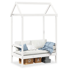 Bench with Roof 117,5x70x176,5 cm Solid Wood Pine White