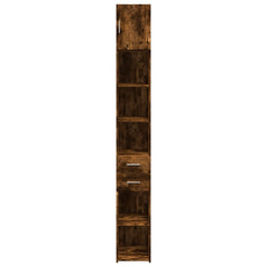 Slim Storage Cabinet 30x42.5x225 cm Engineered Wood 2 Drawers 3 Shelves Smoked oak 30 cm