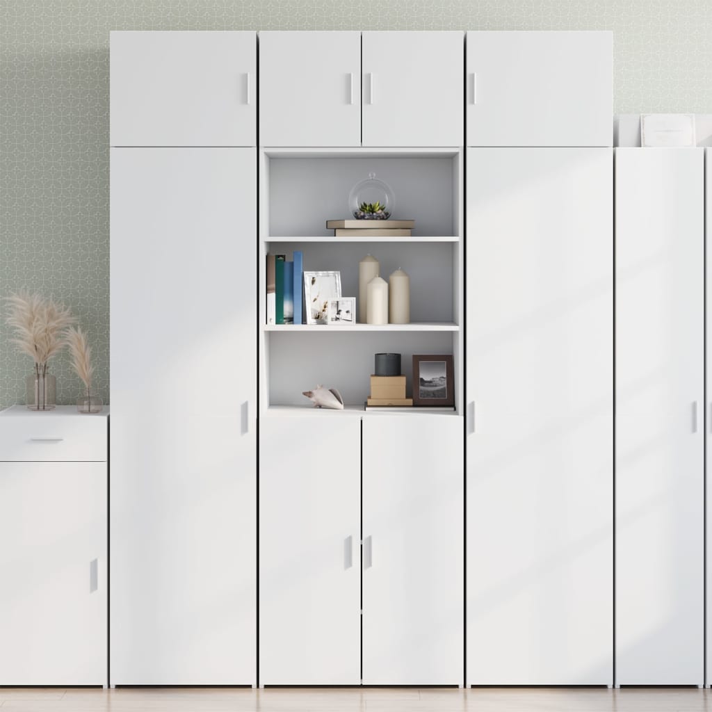 Storage Cabinet 70x42.5x225 cm Engineered Wood 2 Doors 2 Shelves White 70 cm
