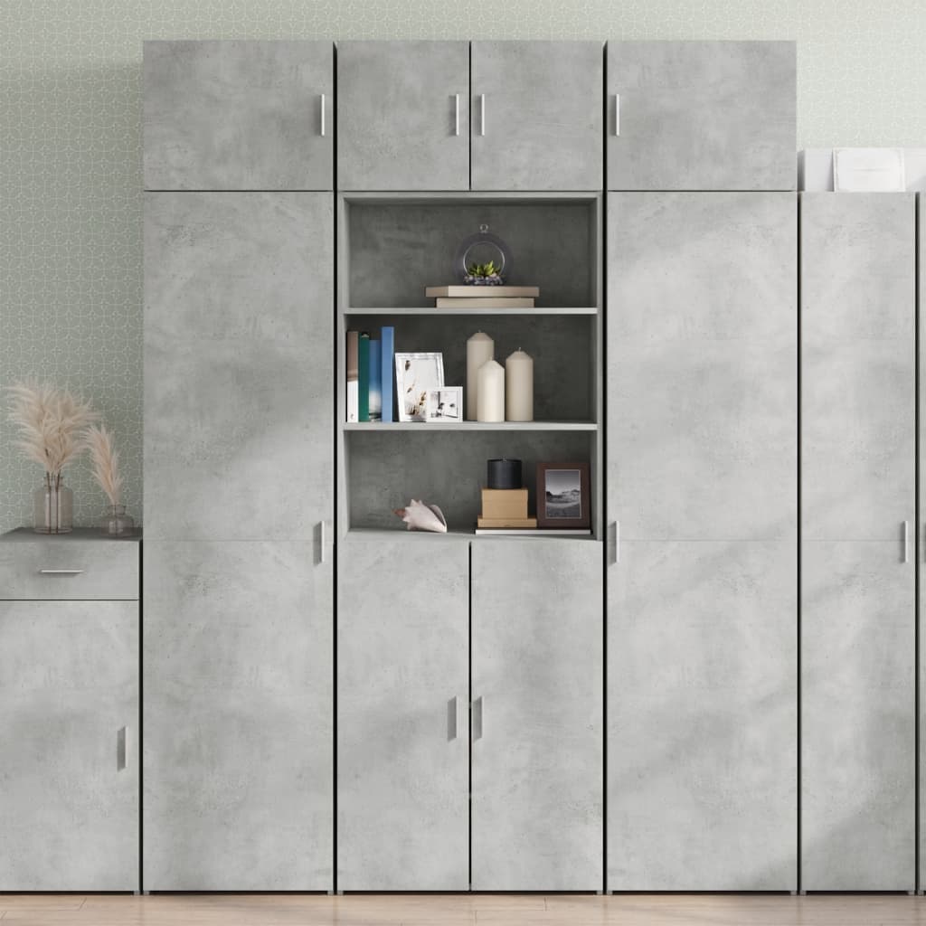Storage Cabinet 70x42.5x225 cm Engineered Wood 2 Doors 2 Shelves Concrete grey 70 cm