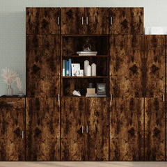 Storage Cabinet 70x42.5x225 cm Engineered Wood 2 Doors 2 Shelves Smoked oak 70 cm