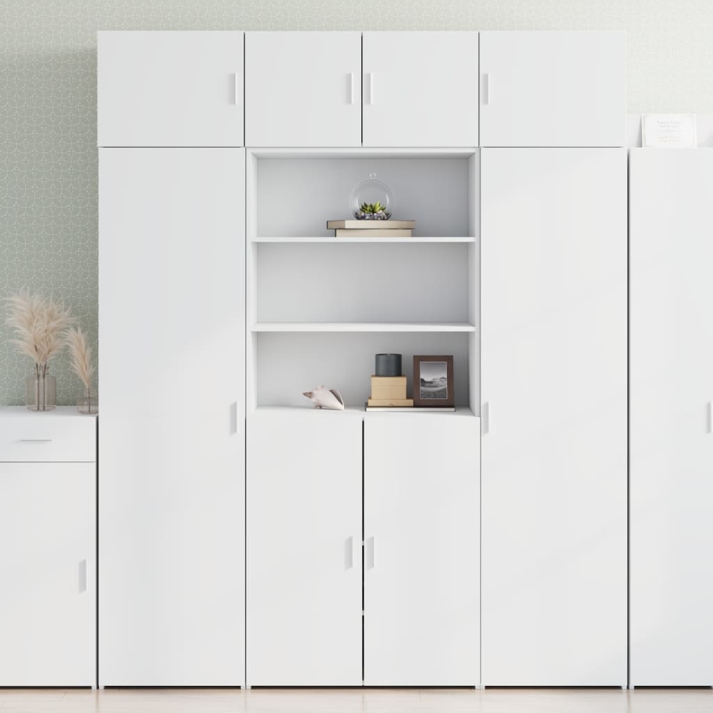 Storage Cabinet 70x42.5x225 cm Engineered Wood 2 Doors 2 Shelves White 80 cm