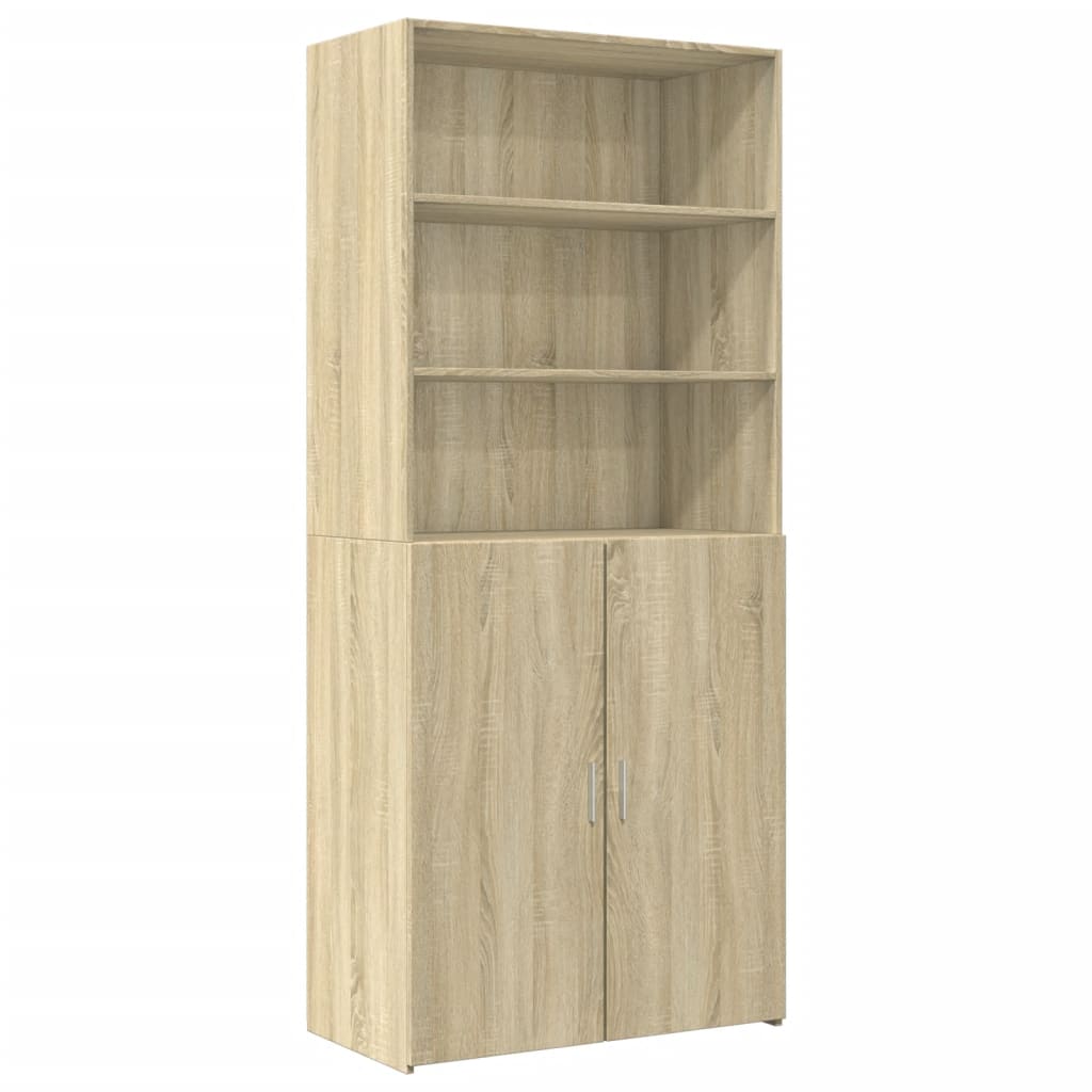 Storage Cabinet 70x42.5x225 cm Engineered Wood 2 Doors 2 Shelves Sonoma oak 80 cm