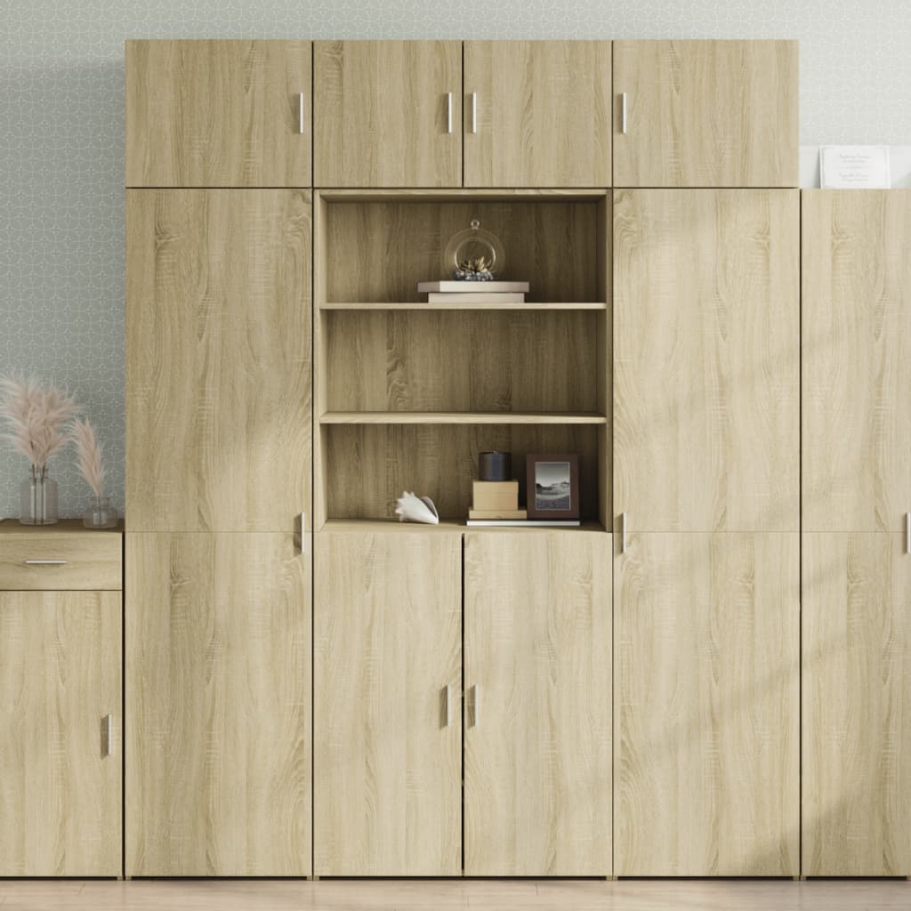 Storage Cabinet 70x42.5x225 cm Engineered Wood 2 Doors 2 Shelves Sonoma oak 80 cm