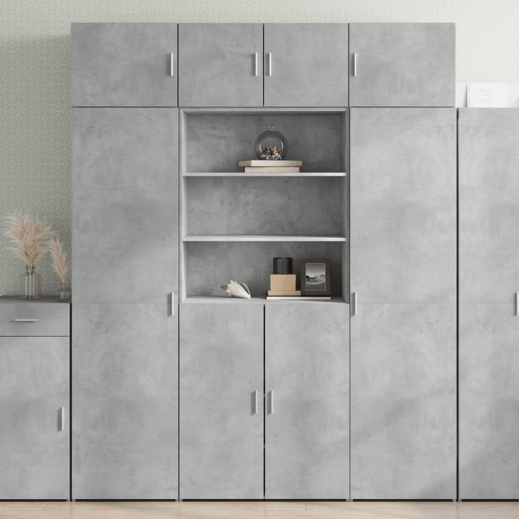 Storage Cabinet 70x42.5x225 cm Engineered Wood 2 Doors 2 Shelves Concrete grey 80 cm