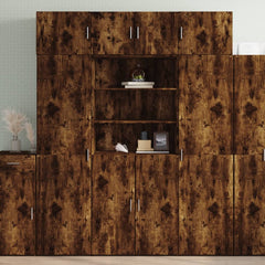 Storage Cabinet 70x42.5x225 cm Engineered Wood 2 Doors 2 Shelves Smoked oak 80 cm