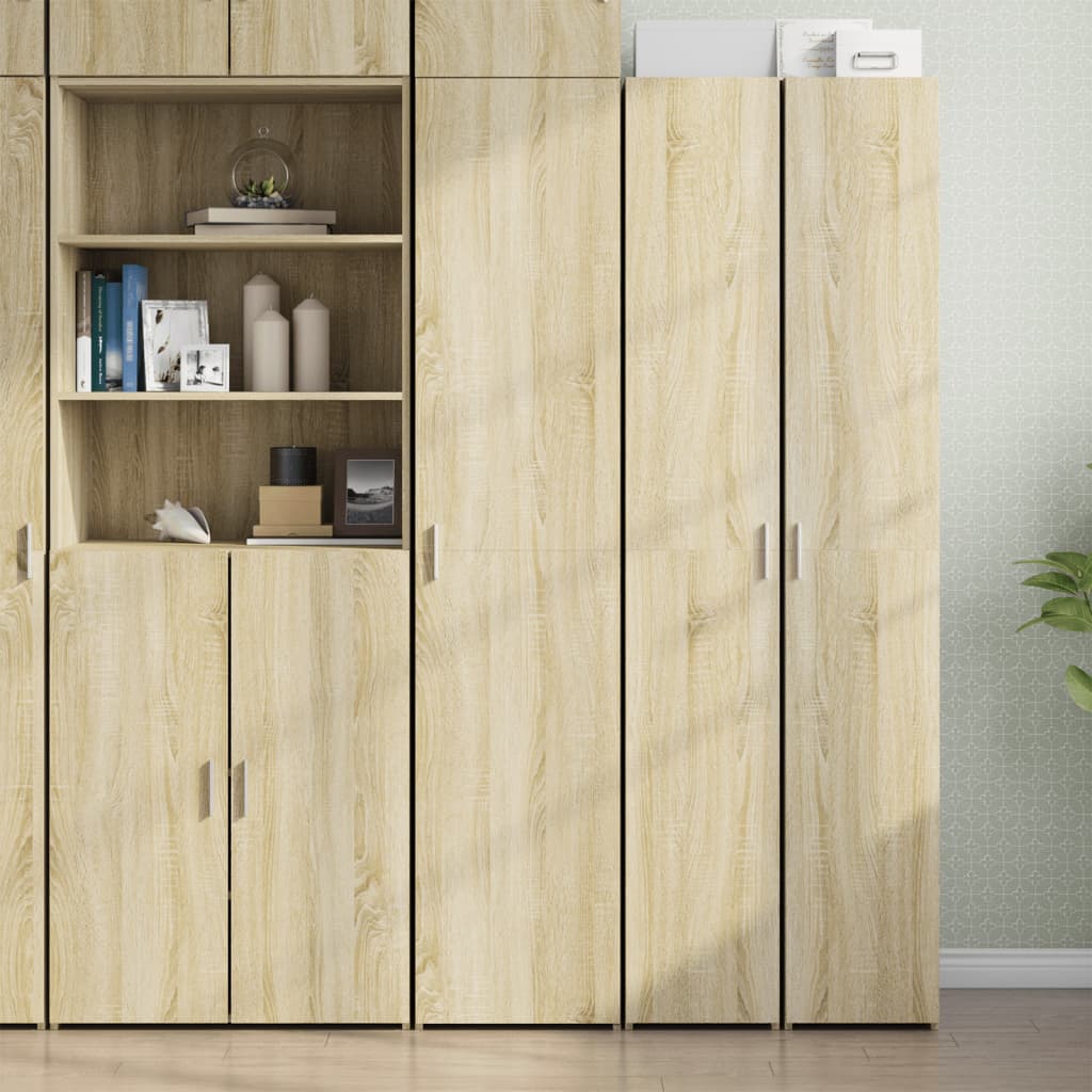 Highboard 40x42.5x185 cm Engineered Wood with 6 Shelves Sonoma oak