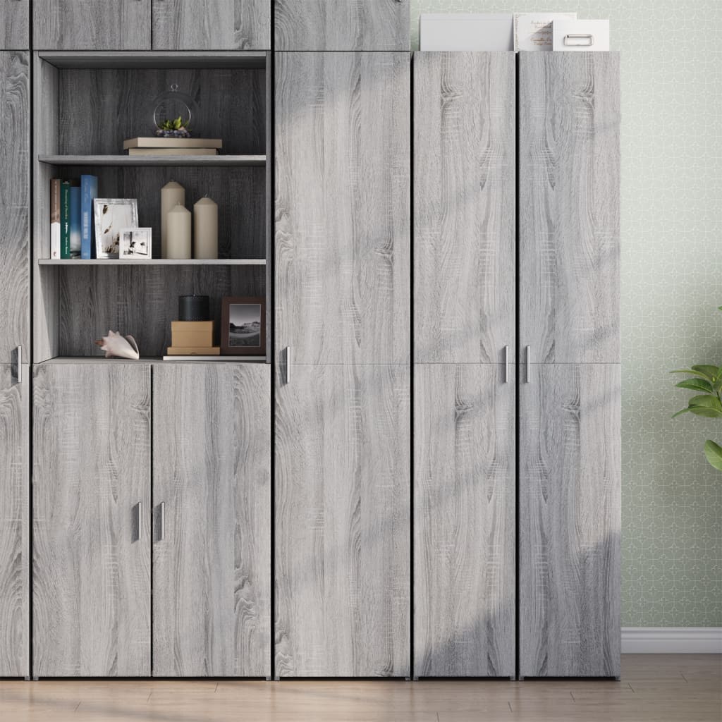 Highboard 40x42.5x185 cm Engineered Wood with 6 Shelves Grey sonoma