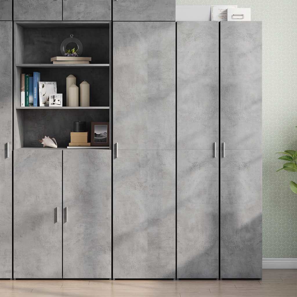 Highboard 45x42.5x185 cm Engineered Wood with 6 Shelves Concrete grey