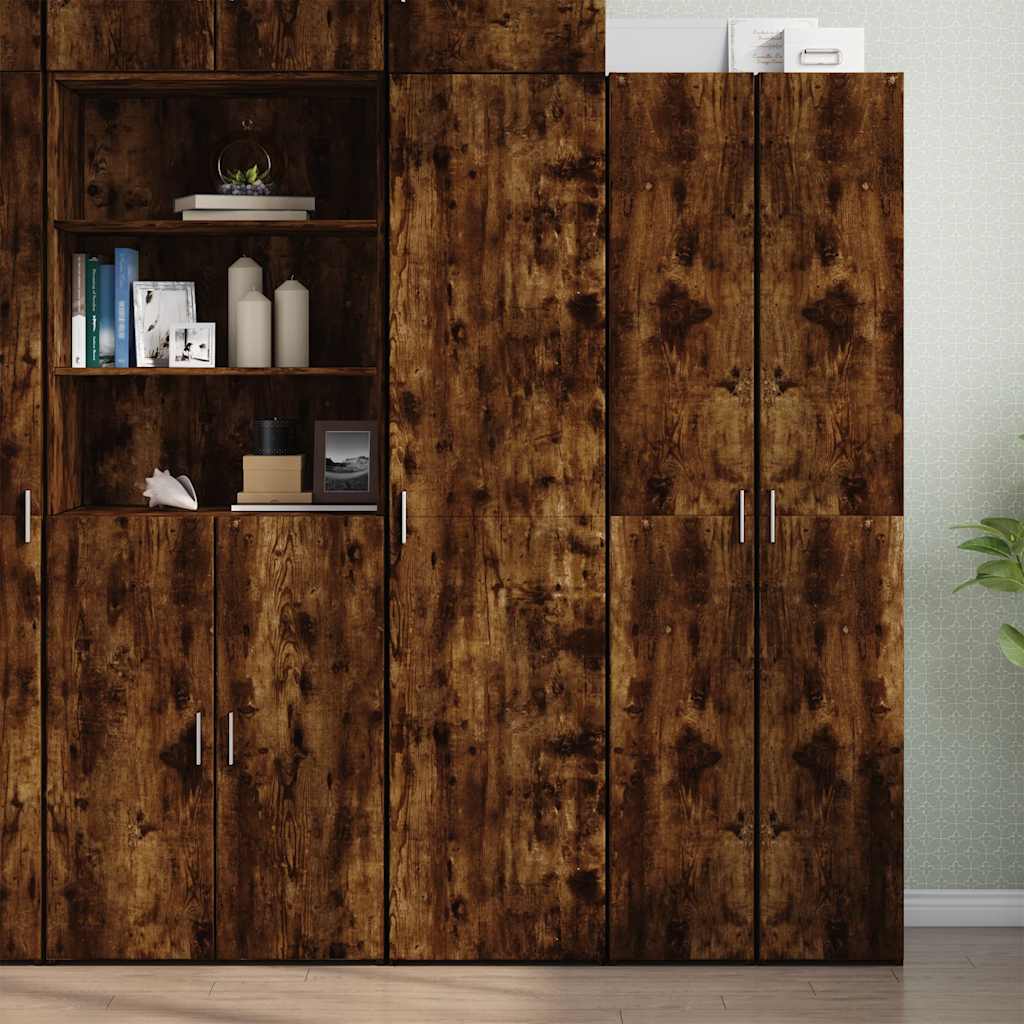 Highboard 45x42.5x185 cm Engineered Wood with 6 Shelves Smoked oak