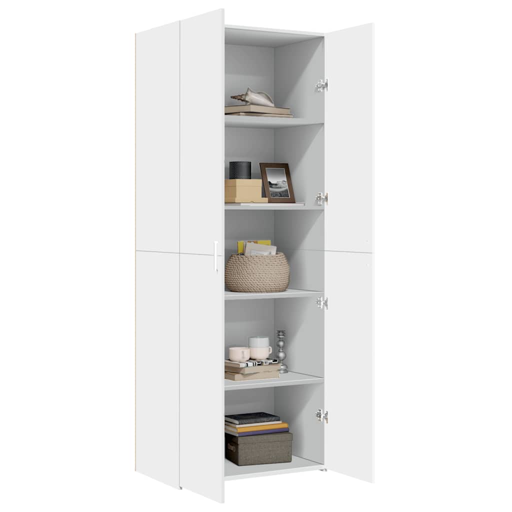 Highboard 70x42.5x185 cm Engineered Wood with 4 Shelves White 70 x 42.5 x 185 cm