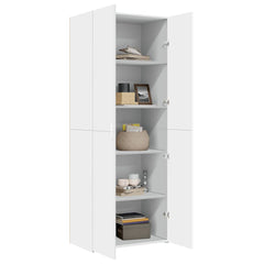 Highboard 70x42.5x185 cm Engineered Wood with 4 Shelves White 70 x 42.5 x 185 cm