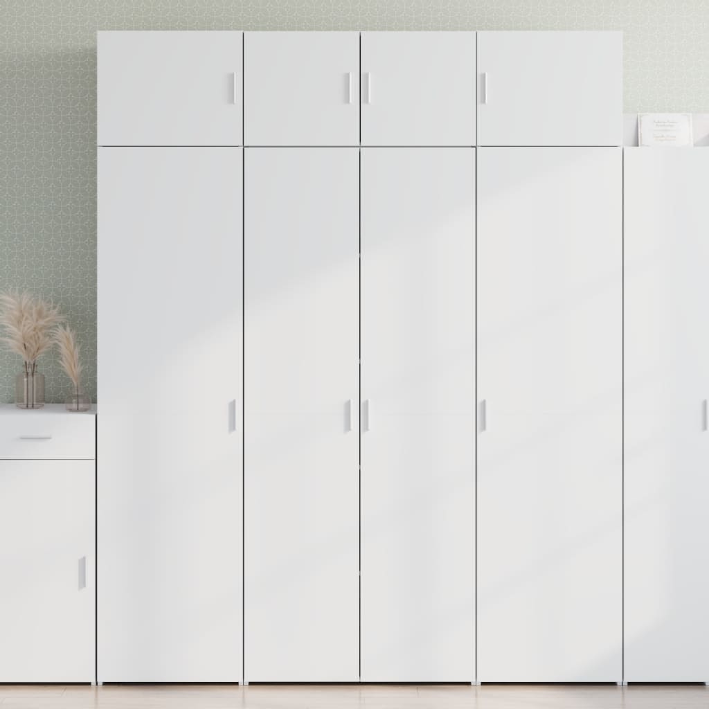 Highboard 70x42.5x185 cm Engineered Wood with 4 Shelves White 80 x 42.5 x 185 cm