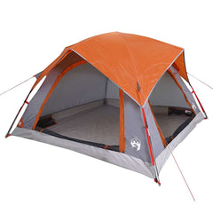 vidaXL Camping Tent Cabin 4-Person Grey and Orange Waterproof 3