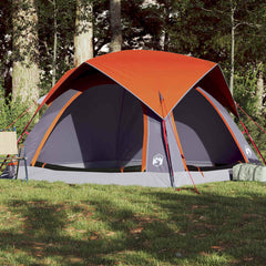 vidaXL Camping Tent Cabin 4-Person Grey and Orange Waterproof 1